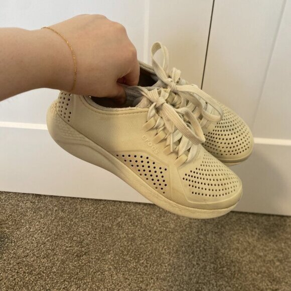 Crocs Literide Pacer Tennis Shoes Off White Sneakers Kids Size 3 - 3.5 - Picture 6 of 6